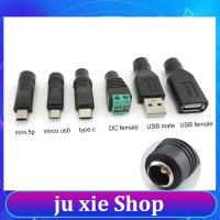 JuXie store USB Mini 5pin A Male Female Mirco Type C to dc female Connector 5.5x2.1mm Power charger converter Adapter Jack Plug for Laptop