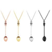 Womens Fashion Vintage Crowns Mini Spoon Pendant Necklace Long Chain Jewelry  Dropship Fashion Chain Necklaces