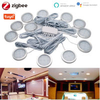 Tuya Zigbee 3.0 Smart LED Under Cabinet Lighting Dimmable Puck Lights 46812PCS fr Kitchen Closet Wardrobe Light Bedroom Decor