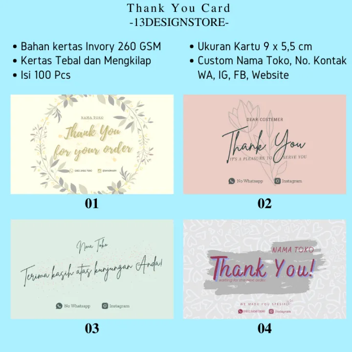 [isi 100pcs] Kartu Ucapan Terimakasih Olshop Thanks Card Kartu