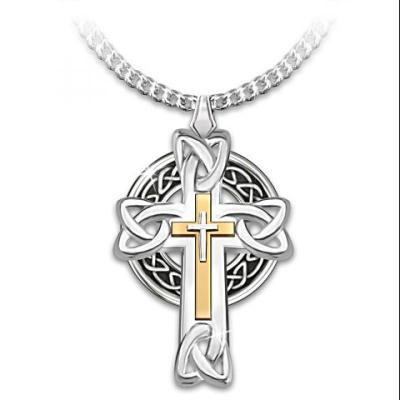 Nordic Viking Rune Cross Pendant Necklace Mens Necklace New Fashion Metal Religious Amulet Accessories Party Jewelry