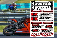 สติ๊กเกอร์แต่งรถ Sticker Logo Kawasaki K-X Racing สีแดง ติดรถมอเตอร์ไซค์ บิ๊กไบค์ ติดกระจก แต่งรถรถยนต์ ติดข้างรถ ติดหมวกกันน็อค จำนวน 1 แผ่น