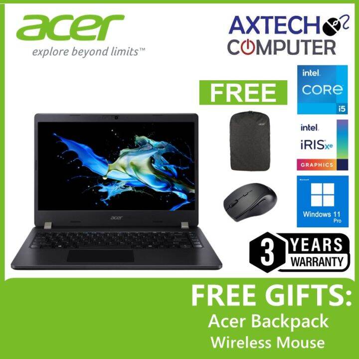 Acer TravelMate P2 TMP214-54-55DT 14'' FHD Laptop Black ( I5-1235U, 8GB ...