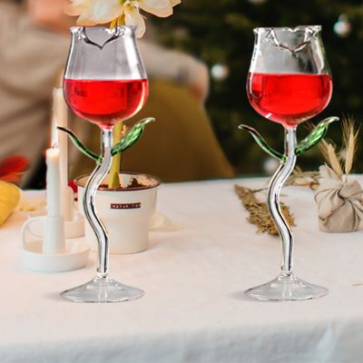 [2023ใหม่] ถ้วยไวน์แฟนซีไวน์แดงแก้วค็อกเทล150/400มล. รูปดอกกุหลาบแก้วไวน์ปาร์ตี้แก้วน้ำทำขนมของขวัญสุดสร้างสรรค์