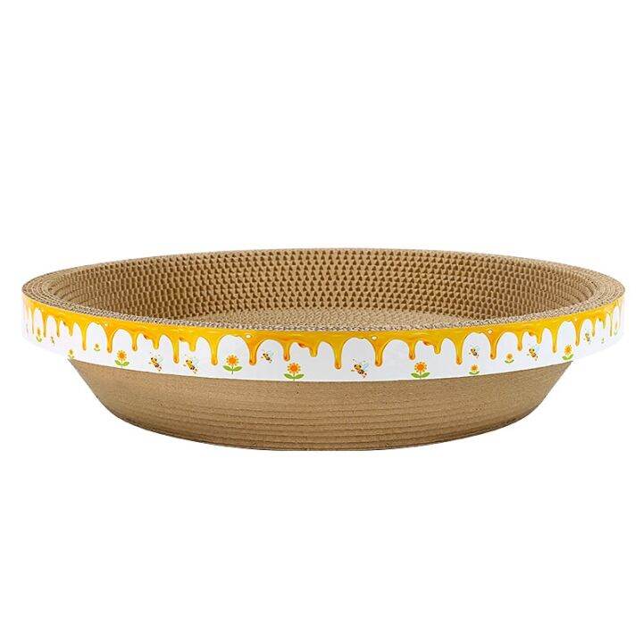 cod-scratch-board-cat-litter-one-piece-resistant-to-scratching-and-falling-crumbs-round-large-corrugated-paper-vertical-plate-basin-toy