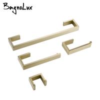 Brushed Gold Bathroom Accessories Set Wall Mount Bathroom Hardware Sets Toilet Roll Holder Towel Bar Robe Hook Shelf Rack