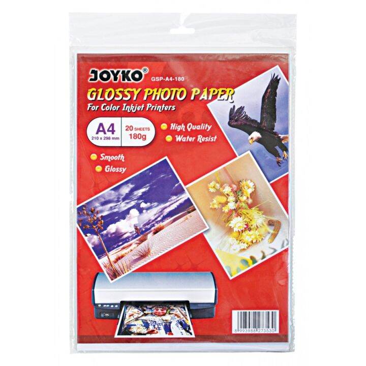 (PACK) Glossy Photo Paper / Kertas Cetak Foto A4 180 Gr - Joyko GSP-A4 ...