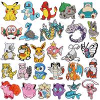 【CW】 Pokemon Cartoon Pikachu Charmander Squirtle Embroidery Fusible Patch for Clothing Thermoadhesive Stickers Patches on Clothes