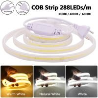 110V 220V COB LED Strip Light 288LEDs/m High Safety Waterproof Outdoor Garden Lamp RA90 Warm/ Natural/ Cold White for Home Decor LED Strip Lighting