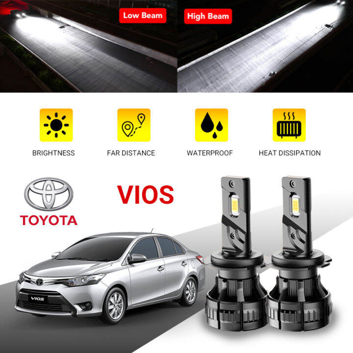 toyota-vios-2ชิ้น4300k6500k-ไฟหน้า-led-เปลี่ยนรถบรรทุกรถตู้-ncp42ncp93ncp150ncp151-hilo-beam