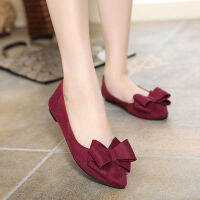 Korean lat Shoes Bowknot Suede Leather Casual Ladies Single Shoe