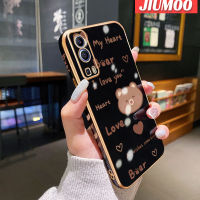 เคส JIUMOO สำหรับ Vivo Y72 5G Y52 5G Y75s 5G เคสลายหมีใหม่กรอบสี่เหลี่ยมพื้นผิวชุบผิวเคสซิลิกาเจลนิ่มกันกระแทกเคสมือถือฝาครอบป้องกันเลนส์กล้องถ่ายรูปรวมทุกอย่าง