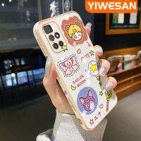 YIWESAN Caing เคสสำหรับ Xiaomi Redmi 10 Prime 10 5G Poco X4 NFC 5G เคสลายการ์ตูนสาวสวยรูปแบบใหม่ขอบตารางพื้นผิวชุบซิลิก้าเจลนิ่มกันกระแทกเคสมือถือฝาครอบป้องกันเลนส์กล้องถ่ายรูปรวมทุกอย่าง