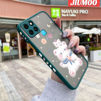 เคส JIUMOO สำหรับ Infinix Smart 6 HD Smart 6 Plus เคสลายการ์ตูนหมีบางมีน้ำค้างแข็งโปร่งใสแข็งขอบสี่เหลี่ยมกันกระแทกปลอกซิลิโคนป้องกันคลุมทั้งหมด Softcase