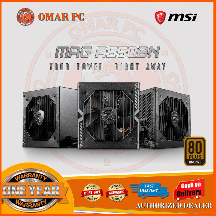 MSI MAG A650BN Bronze PSU 650 Watts 80+ Power Supply Bronze. BrandNew
