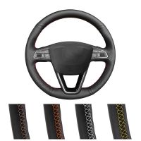 DIY Customized Car Steering Wheel Cover For Seat Leon 5F Mk3 Ibiza 6J Tarraco Arona Ateca Alhambra Leather Steering Wrap Steering Wheels Accessories