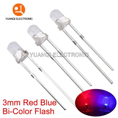 50pcs 3mm Flash Red Blue Bi-Color Light-Emitting-Diode F3 Automatic Flashing LED Flash Control Blinking Diode Electrical Circuitry Parts