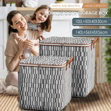 Fabric Storage Boxes for Organizing with Lids Houndstooth Clothes Bins  Baskets Container Organizers