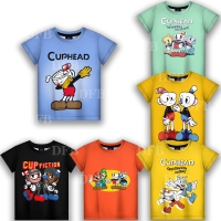 Cuphead เสื้อเชิ้ตแขนสั้นระบายอากาศได้ดีสำหรับเด็ก,เสื้อแฟชั่นสำหรับเสื้อยืดอเนกประสงค์ฤดูร้อน