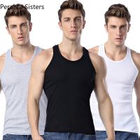 hot【DT】 All Cotton Mens Sleeveless Top Color Undershirts O-neck Gymclothing Mens