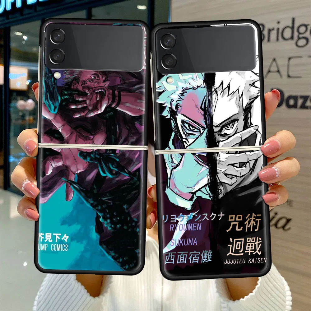 Jujutsu Kaisen Anime Black Hard Case For Samsung Galaxy Z Flip3 5g Z Flip 3 Phone Coque Plastic Pc Shell Classic Unfolded Folded 6 7 Inches Shockproof Mobile Covers Lazada Singapore