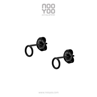 NooYoo ต่างหูสำหรับผิวแพ้ง่าย Black PVD Floating Circle Surgical Steel