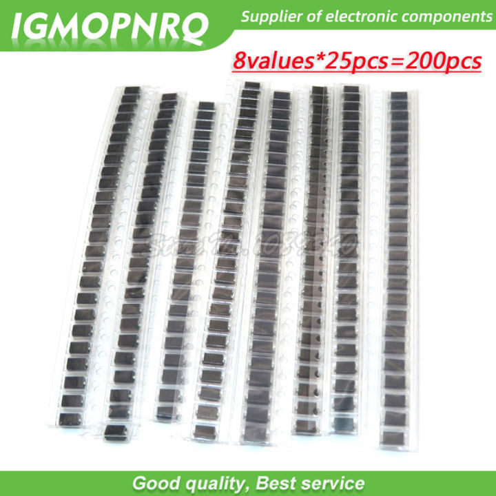8values 200pcs M1 M4 M7 SS14 SS16 SS24 SS34 RS1M Electronic Components Package Diode Assorted Kit  1N4001 1N4007 1N5819 DO 214AC