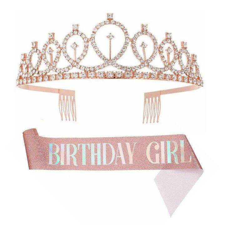 Birthday Queen Sash Rhinestone Tiara Kit Beautiful Birthday Crown Sash