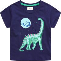 Toddler Baby Boy T Shirts Short Sleeve Cartoon Dinosaur Motif Tees Casual Crew Neck Tops Fashion Summer Clothes for Kids