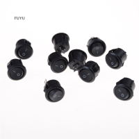 FUYU 10pcs 16mm เรือกลมขนาดเล็กสวิทช์โยก2 PIN ON-OFF ROCKER SWITCH