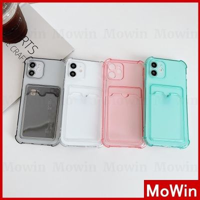 Mowin - เคสไอโฟน iPhone 13 เข้ากันได้สำหรับ เคส กล่องใส่การ์ด ซิลิโคนนุ่มเคสใสเคสใส่การ์ดที่เก็บรูปถ่าย เคสโทรศัพท์สีดำสีม่วงสีชมพู