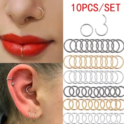 5/10Pcs Titanium Nose Rings Septum Piercing Clicker Nose Hoops Piercings Hinged Segment Rings Helix Piercing Unisex Body Jewelry