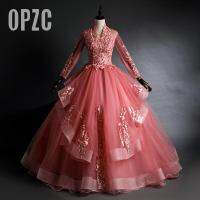 Muslin Luxury Lace Beaded Ruffles Tiered Quinceanera Dresses High Neck Long Sleeve Organza Sweet Party Vestidos 15 Anos Vintage