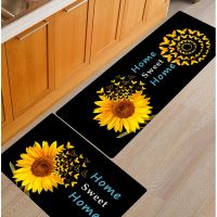 Sunflower and Sunflower Sayings Design Kitchen Rugs Non-Slip Soft Doormats Bath Carpet Floor Runner for Home Decor