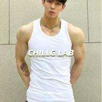 ♧♧ LJ8.21 CHILLG LAB เสื้อยืดผู้ชาย ยิมฤดูร้อนเสื้อกล้ามผู้ชายแบบใช้แล้วทิ้ง ผ้าฝ้ายกระชับพอดี สวมเสื้อชั้นในสีขาวดูดซับเหงื่อใต้