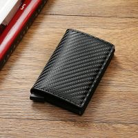 Slim Aluminum Wallet with Elasticity Back Pouch ID Credit Card Holder Mini RFID Wallet Automatic Pop Up Bank Card Case organizer