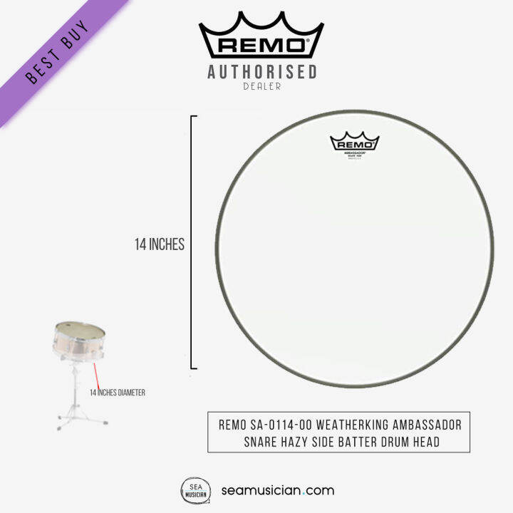 REMO SA011400 WEATHERKING AMBASSADOR SNARE SIDE/ RESONANT DRUM HEAD (BOTTOM SNARE DRUM SKIN