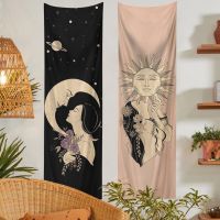 Sun and Moon Tapestry Wall Hanging for Bedroom Bohemain Decor Psychedelic Wall Tapestries Aesthethic Vertical Tapestry Moon Dec Tapestries Hangings
