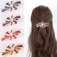 Korean Version Drip Oil Rhinestone Spring Hairpins Womens Metal Crystal Hairpin One Word Clip Adult Headdress