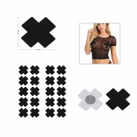 10/20pcs Black Women Cross Shape Self-Adhesive Disposable Satin Nipple Cover Breast Pasties Stickers for strapless Clothes