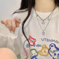 OGENIZ หอมหวาน วินเทจ สองชั้น เพทาย อารมณ์ ผีเสื้อ สร้อยคอผู้หญิง Choker กระดูกไหปลาร้าเกาหลี มุก เครื่องประดับคอ