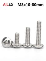 M8 Cross Recessed Truss Head Machine Screws 8mm x 10 12 70 80mm Mushroom Big Flat Head Screw 304 Stainless Steel Philips Screw Nails Screws  Fasteners