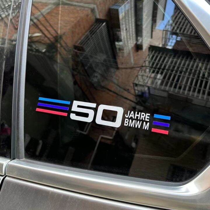 hot-สติกเกอร์ติดหน้าต่างรถยนต์-ลายครบรอบ-bmw-m50th-5-series-3-series-6-series-x1-x3-x5-x6