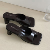 20212021 Female Slippers Shoes Women Square Heels Sandals Shoes Ladies Sliders Fashion High Heels Woman Slippers Flip Flops Pumps