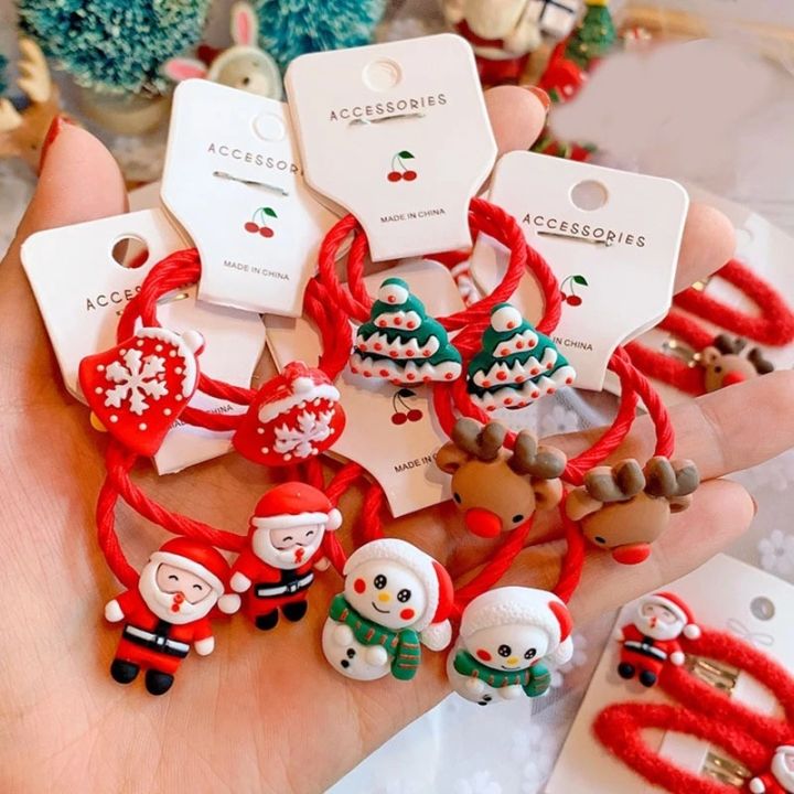 christmas-elk-hair-accessories-children-rubber-bands-scrunchies-girls-hairpin-decorations