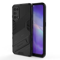 สำหรับ OPPO Reno5 Pro Punk Armor 2ใน1ชิ้น + เคสกันกระแทก TPU พร้อมที่วางที่มองไม่เห็น (สีดำ)