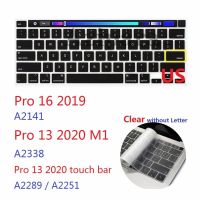 ใหม่บางใสสำหรับ Macbook Air M2 Pro 14 16 M2 M1 Air 13 Pro 13 Retina 11 12 15 EU เราแผ่นครอบแป้นพิมพ์ TPU เนื้อนิ่มโปร่งใสอุปกรณ์เสริมคีย์บอร์ดติดลาย