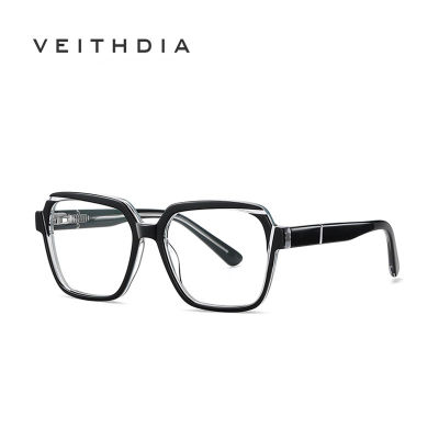 กรอบแว่นตาทำจากอาซีเตท VEITHDIA เป็นแฟชั่นที่หลากหลายด้วยเลนส์แบนเฟรมขนาดใหญ่ป้องกันแสงสีฟ้าแว่นตาของผู้หญิง PS8820