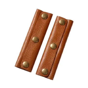 2x Leather Handbag Handle Wrap Cover Purse Strap Cover Replacement with  Buttons