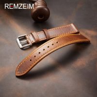 Retro Genuine Leather Strap Oil Wax Discoloration Cowhide Leather Watchband 18/19/ 20/ 21/22mm High Quality Business Watch Band